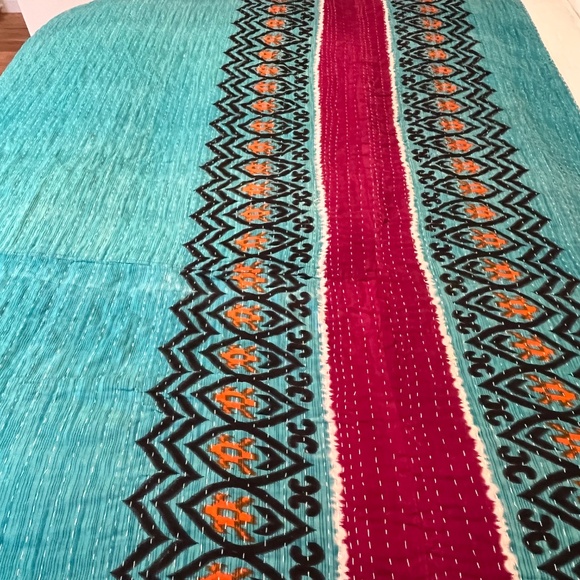 KANTHA QUILT HANDCRAFTED LIGHTWEIGHT REVERSIBLE BLANKET THROW BEDDING - Picture 4 of 10